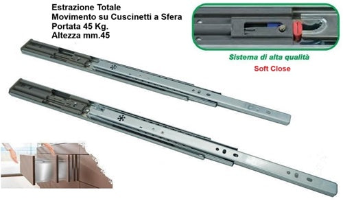 Guida per Cassetti estrazione totale Soft-Close