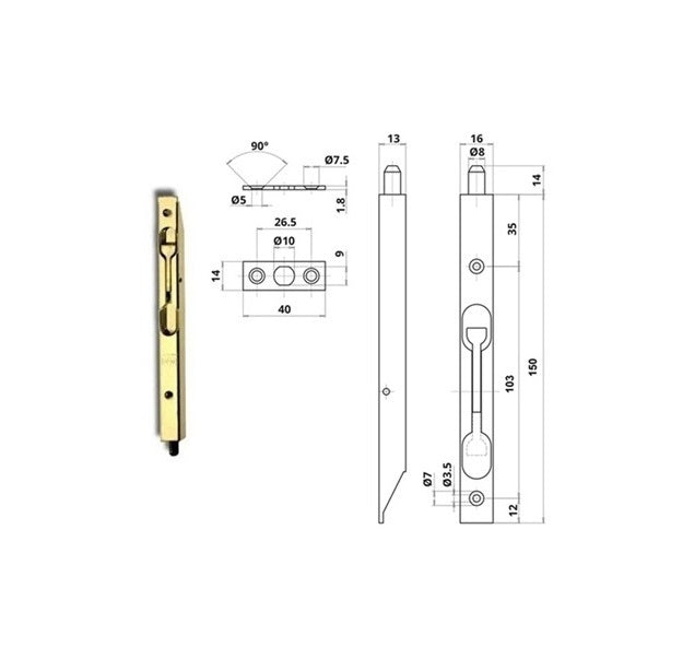 Recessed lever bolt