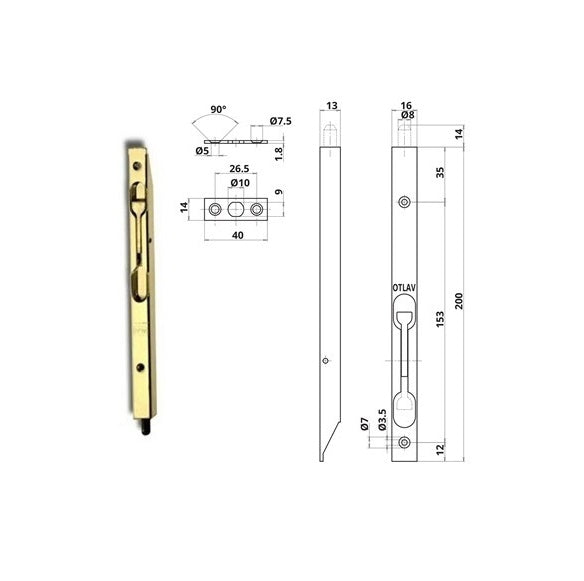 Recessed lever bolt