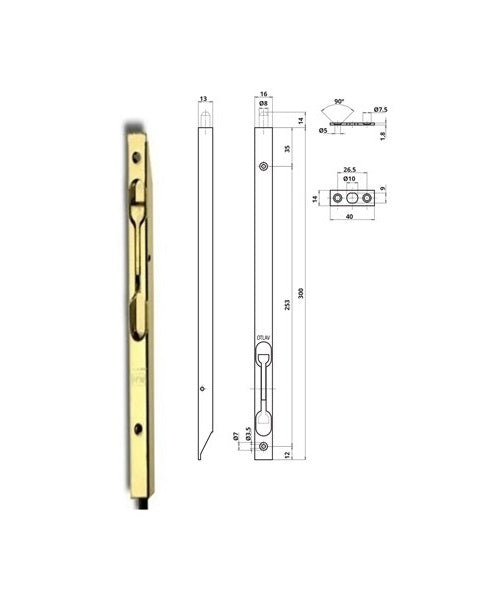 Recessed lever bolt