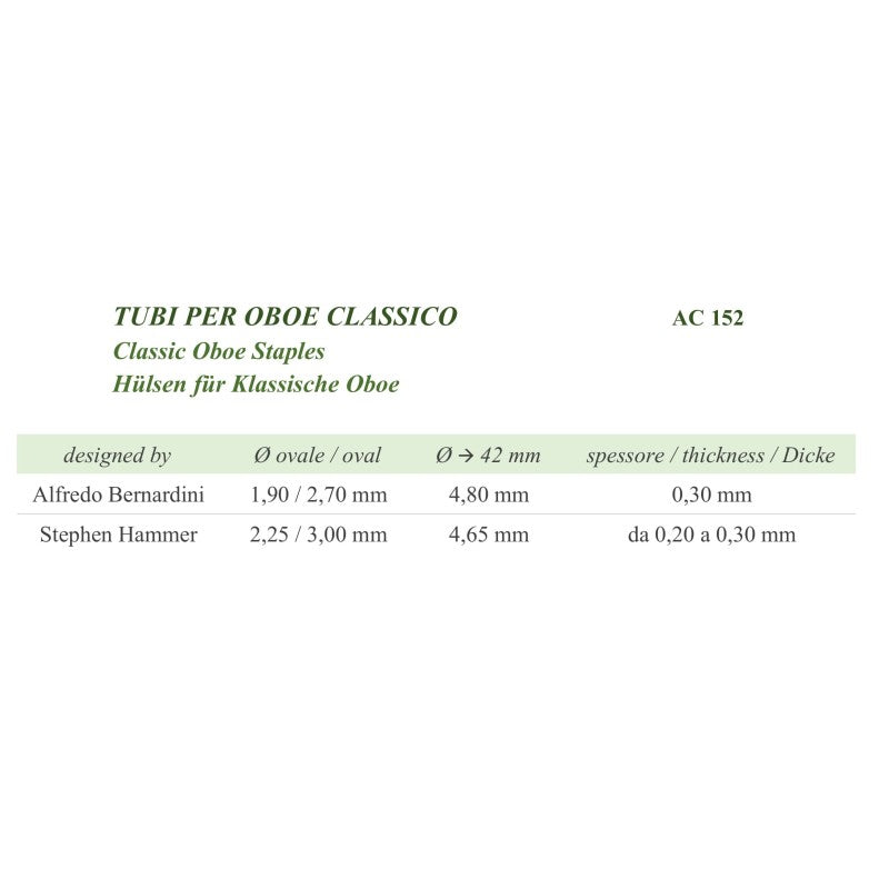 Cannello in ottone per Oboe classico Chiarugi