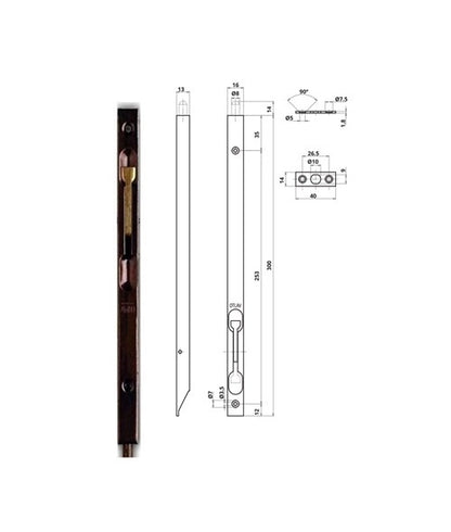 Recessed lever bolt