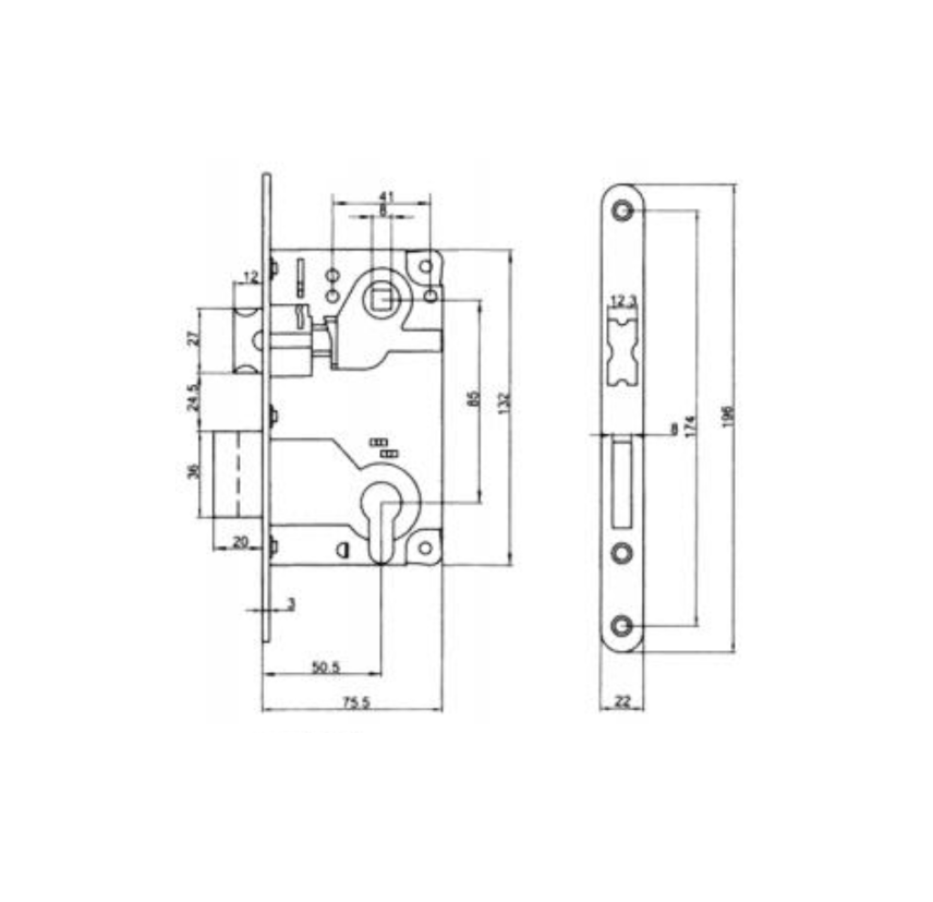 Yale hole lock reduced case