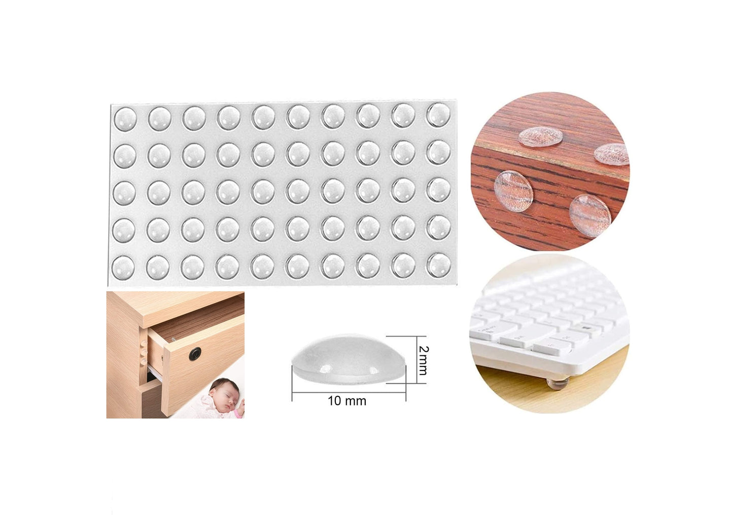 Transparent adhesive bumpers
